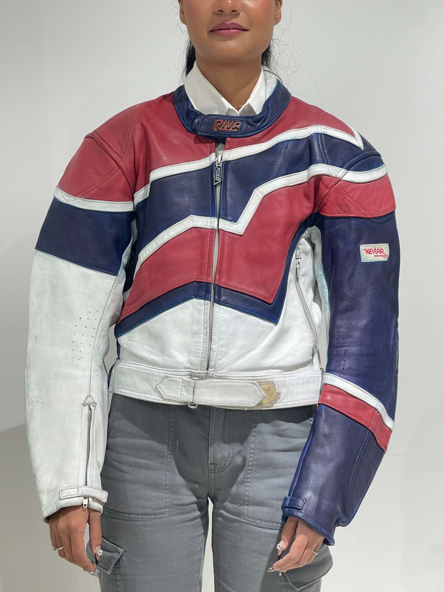 Vintage 00s Race Motorbike Leather Cropped Jacket