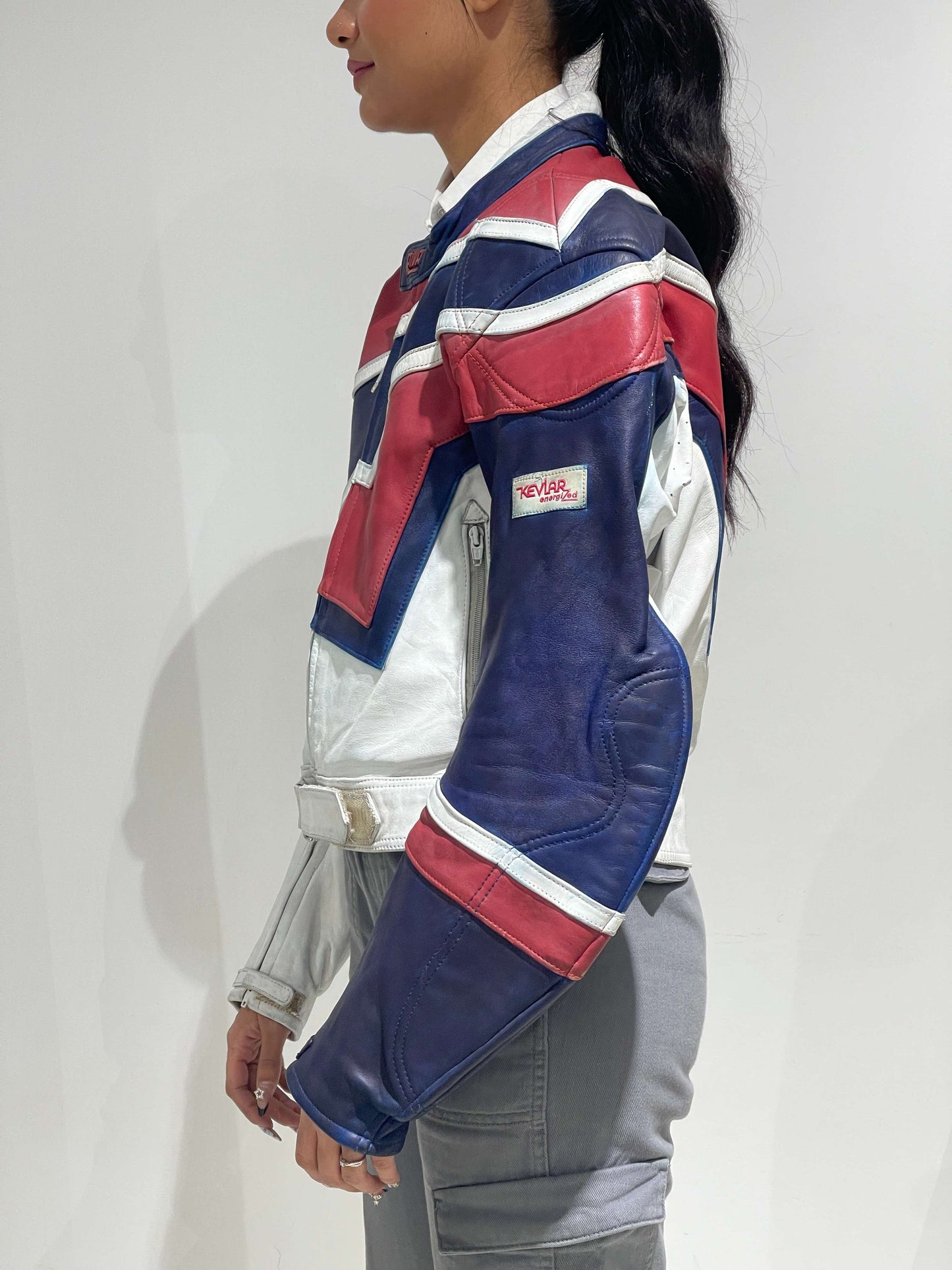 Vintage 00s Race Motorbike Leather Cropped Jacket