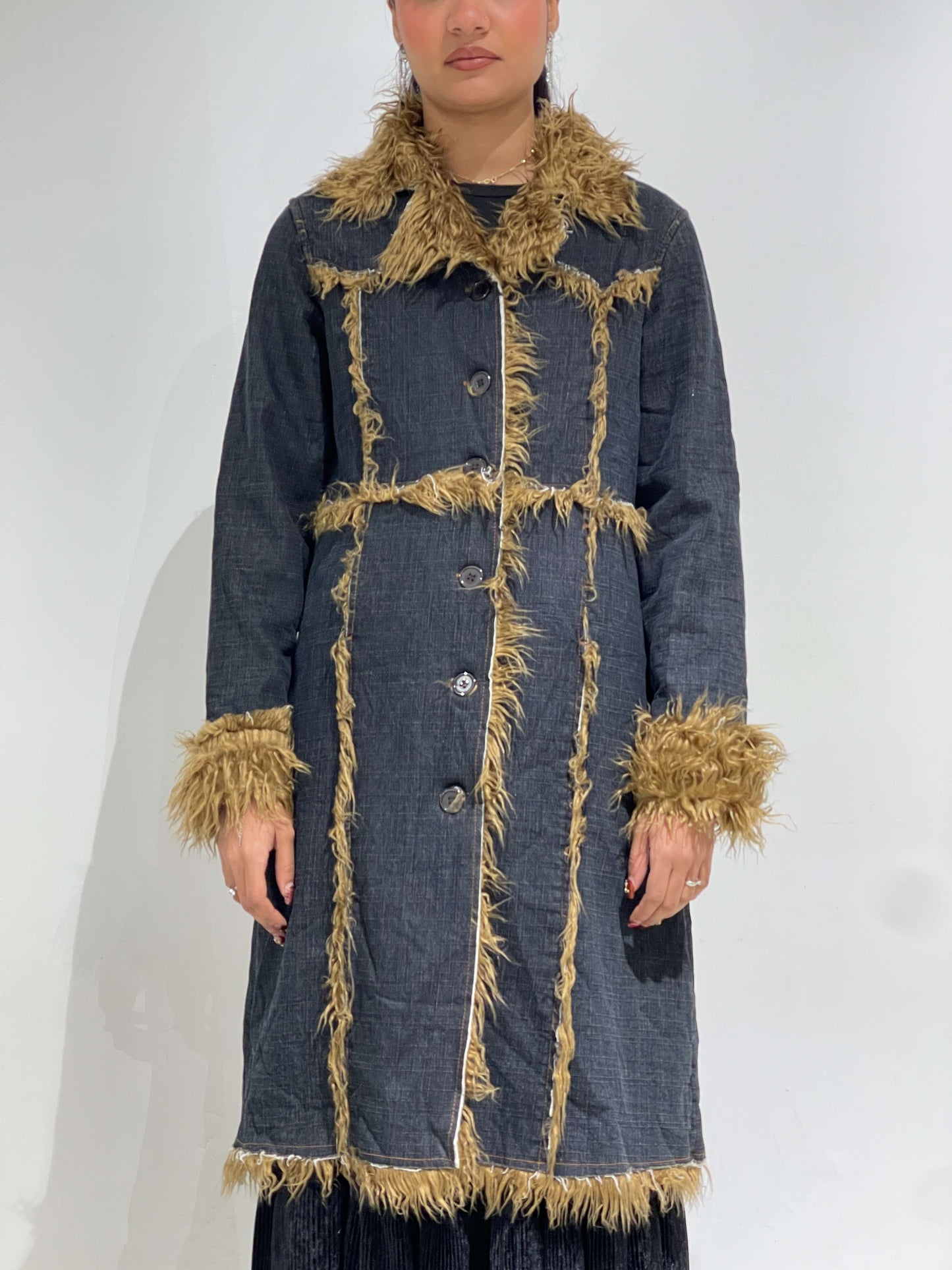 Vintage Y2K Penny Lane Dark Denim Maxi Coat