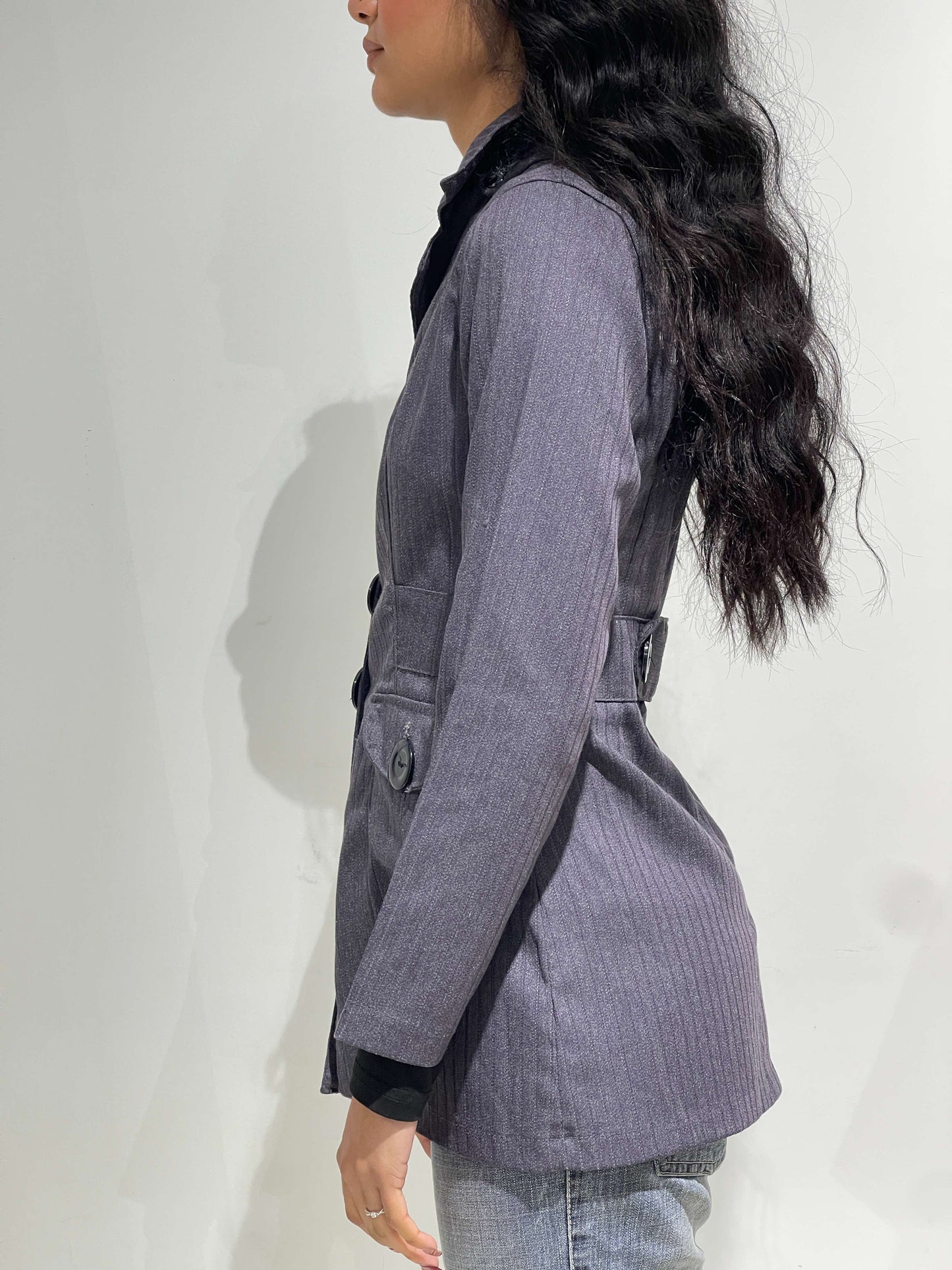 Vintage 00s Indie Sleaze Striped Long Blazer