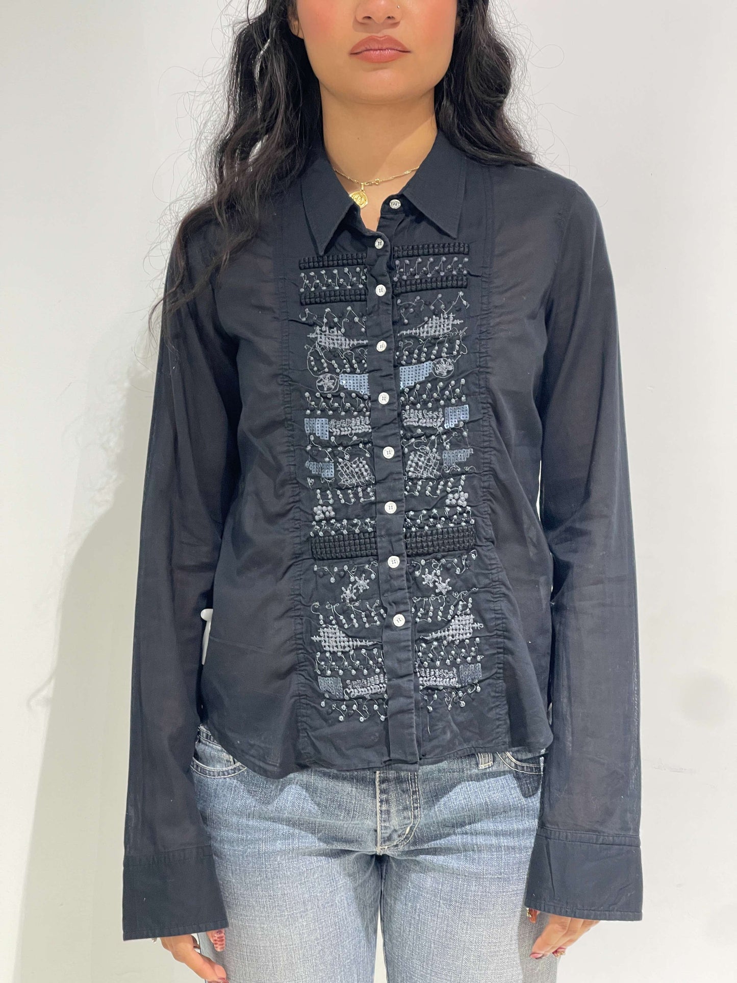 Vintage 00s Marithé+ Francois Girbaud Ruched Shirt