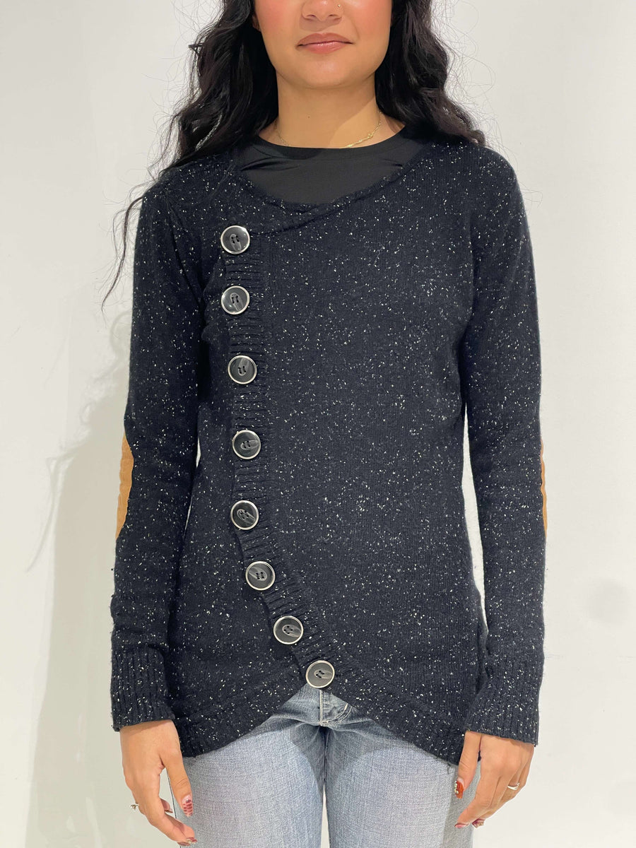 Vintage 00s Japanese Style Knitted Crossed Cardigan With Buttons