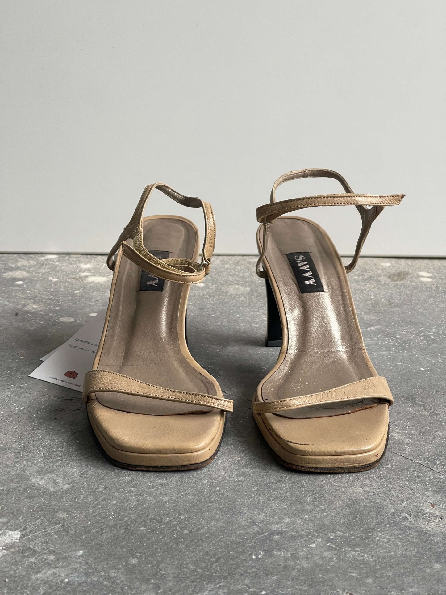 Vintage 90s Square Leather Heeled Sandals