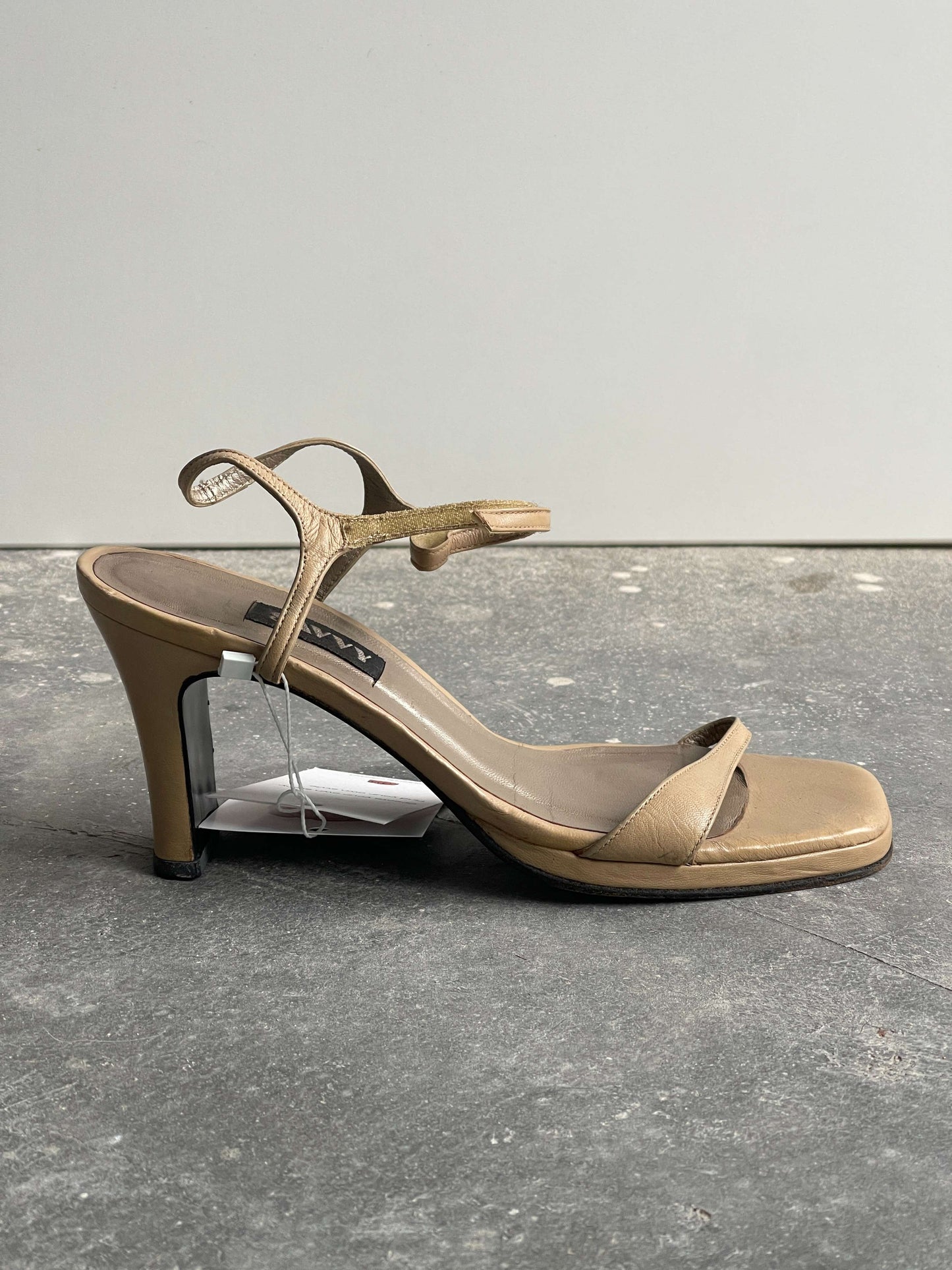 Vintage 90s Square Leather Heeled Sandals