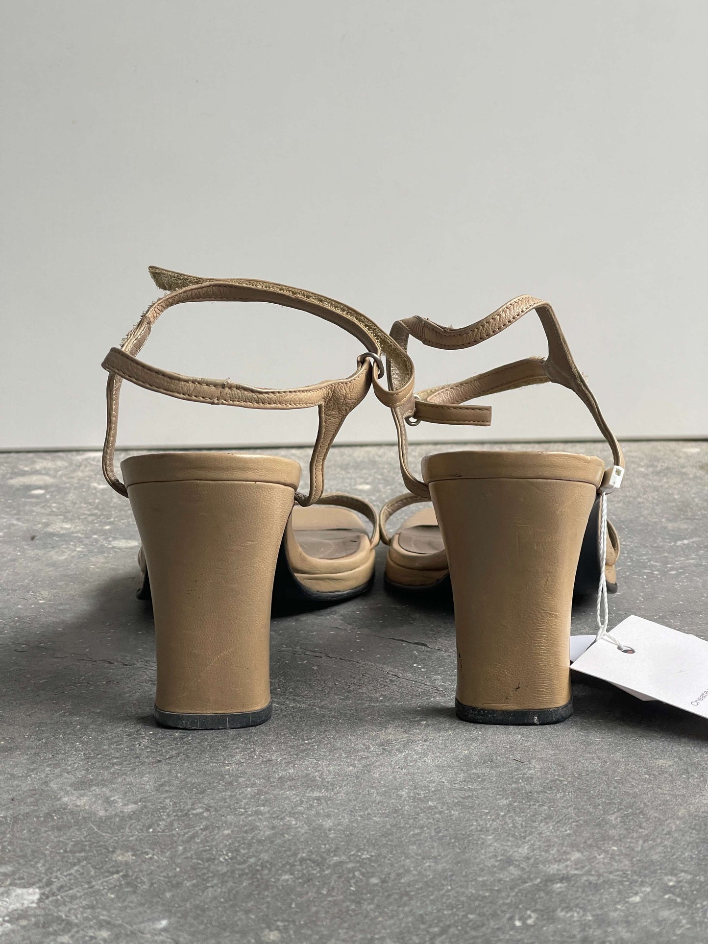 Vintage 90s Square Leather Heeled Sandals