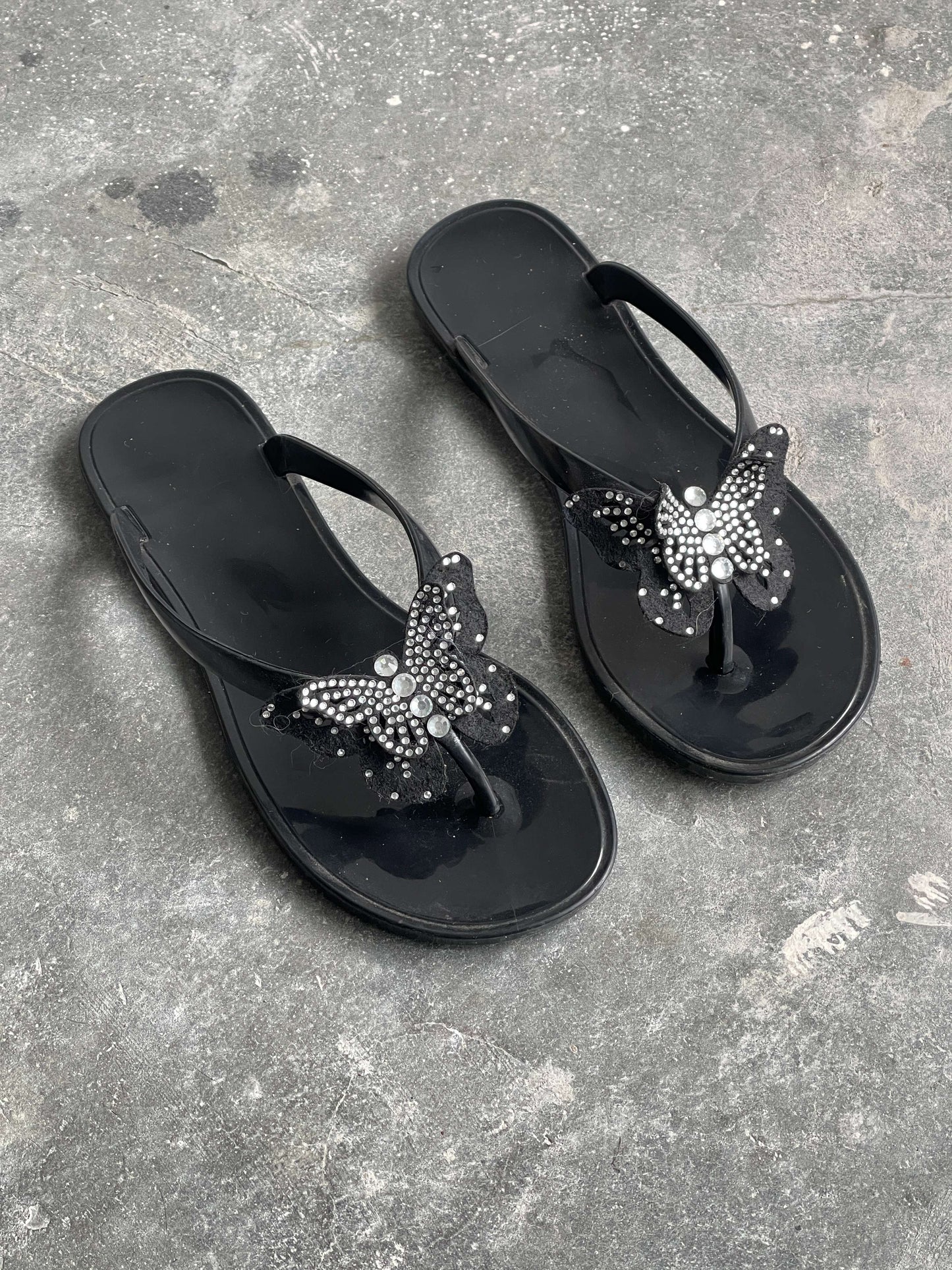 Vintage Y2K Butterfly Flip Flops