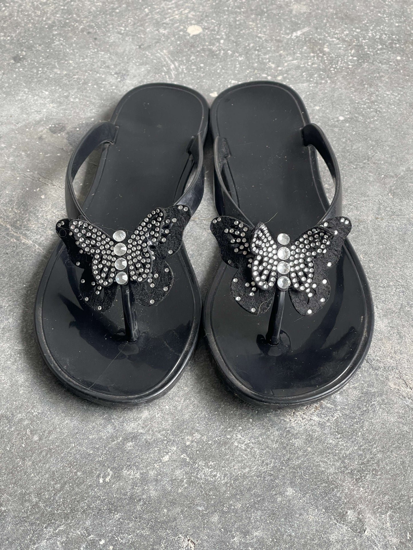 Vintage Y2K Butterfly Flip Flops