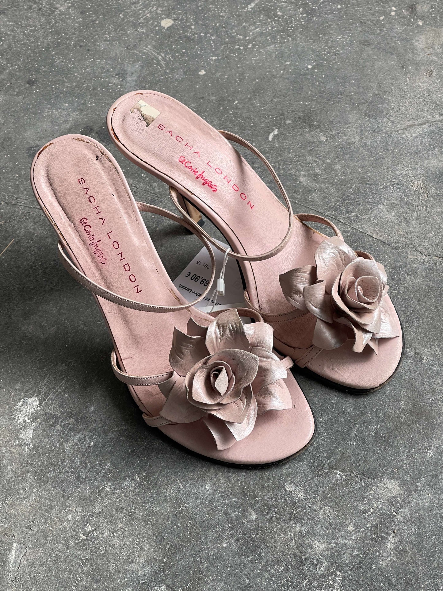 Vintage 90s Floral Heeled Leather Sandals