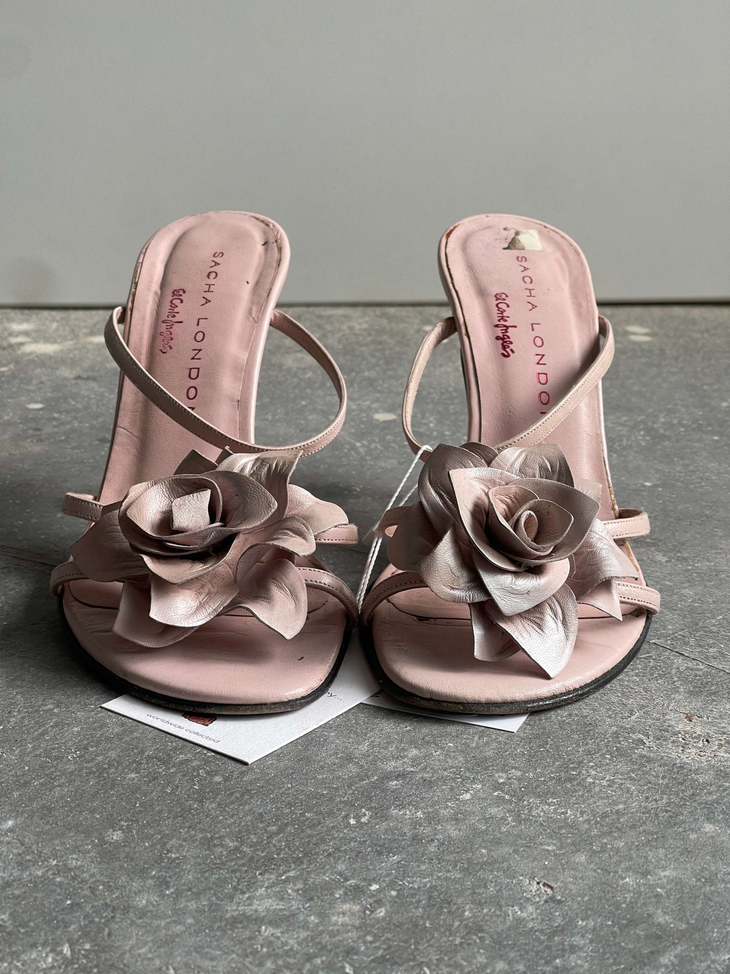 Vintage 90s Floral Heeled Leather Sandals