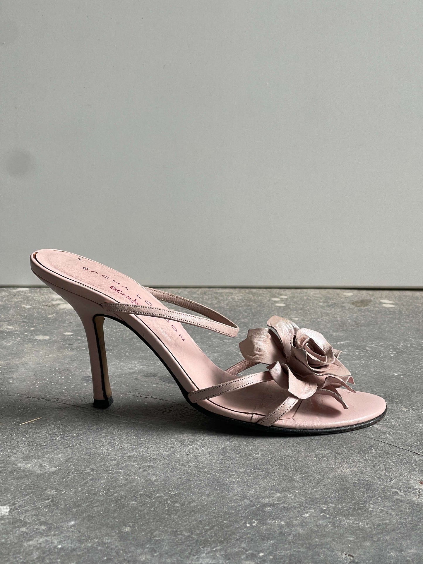 Vintage 90s Floral Heeled Leather Sandals