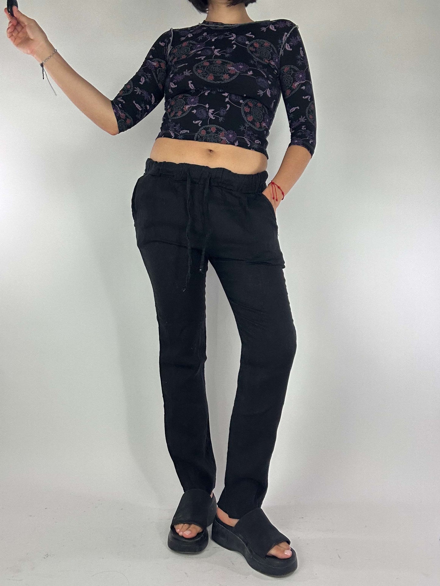 Vintage 90s Low-waist Linen Trousers