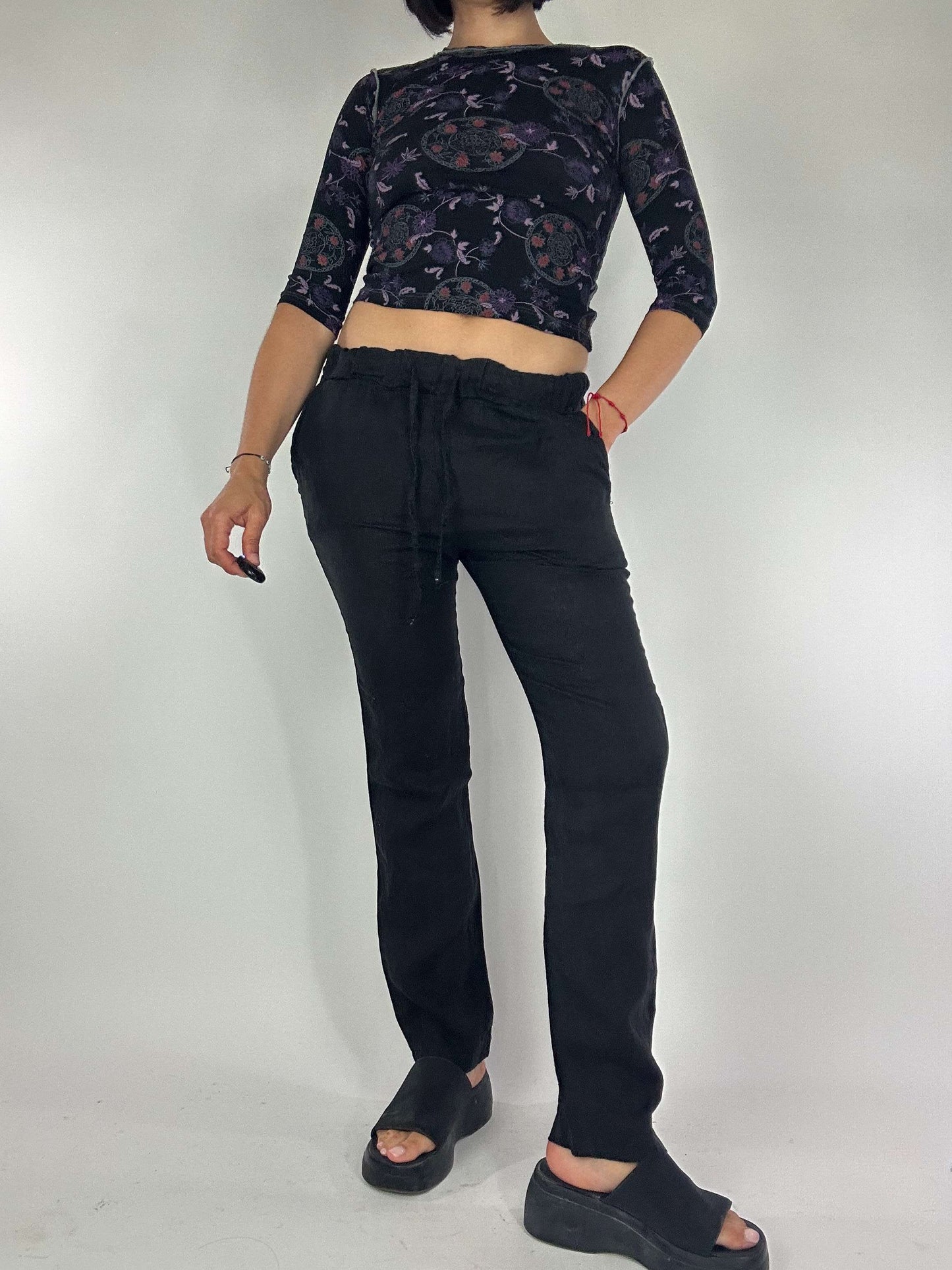 Vintage 90s Low-waist Linen Trousers
