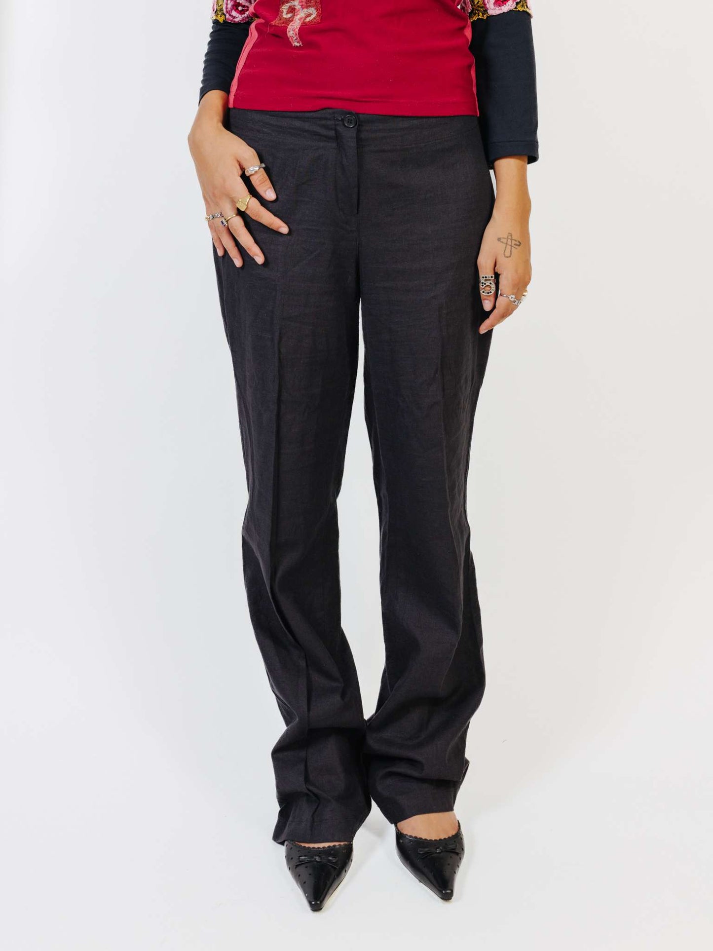 Pantalones Vintage Traje En Lana Minimalismo Años 90