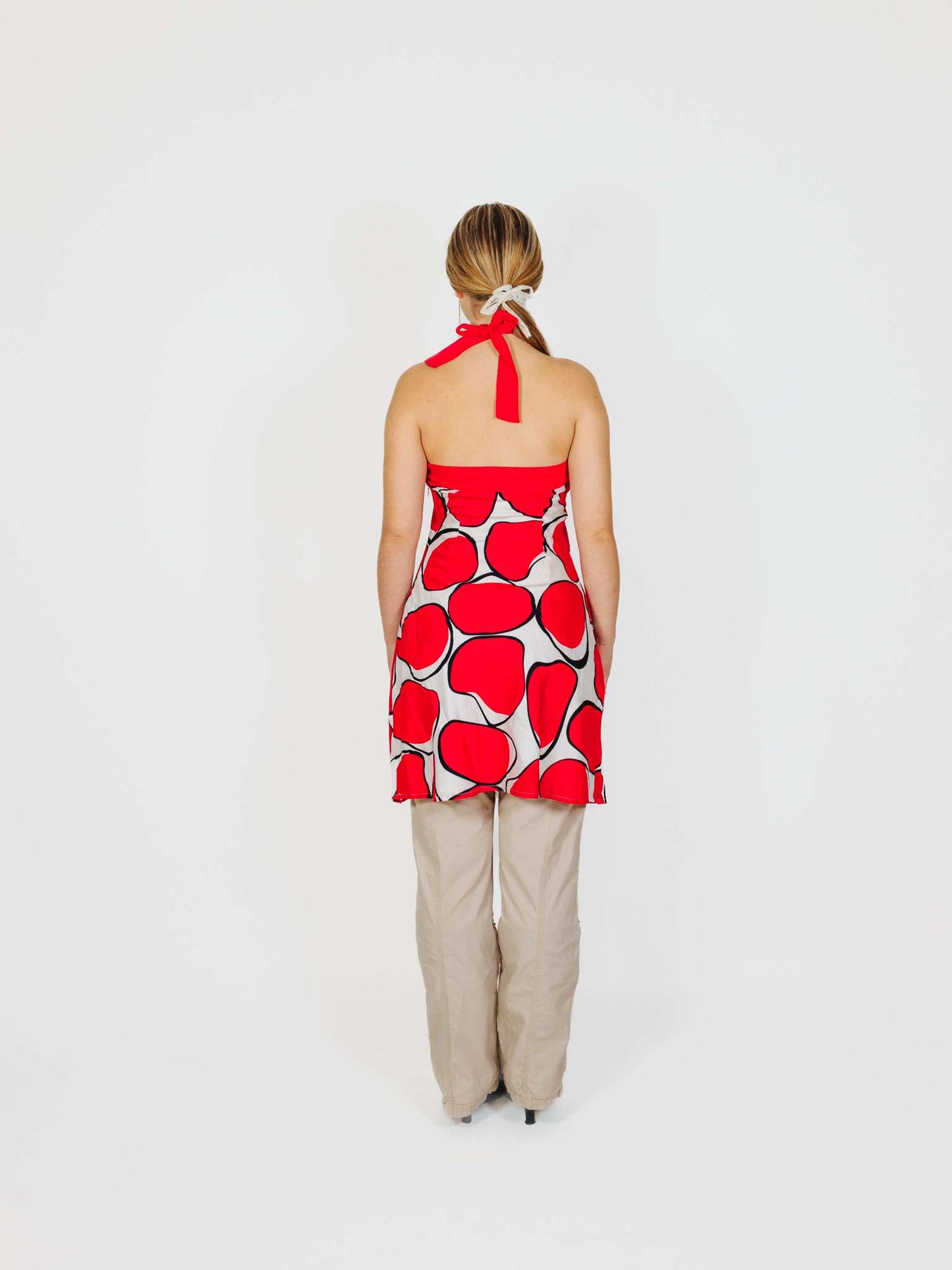 Vintage 00s Geometric Print Retro Midi Dress
