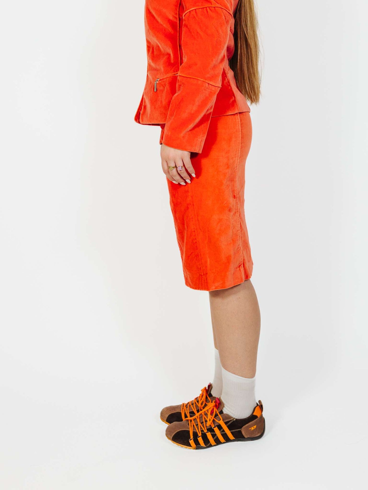 Vintage 90s Corporare Siren Velvet Midi Skirt (SET)