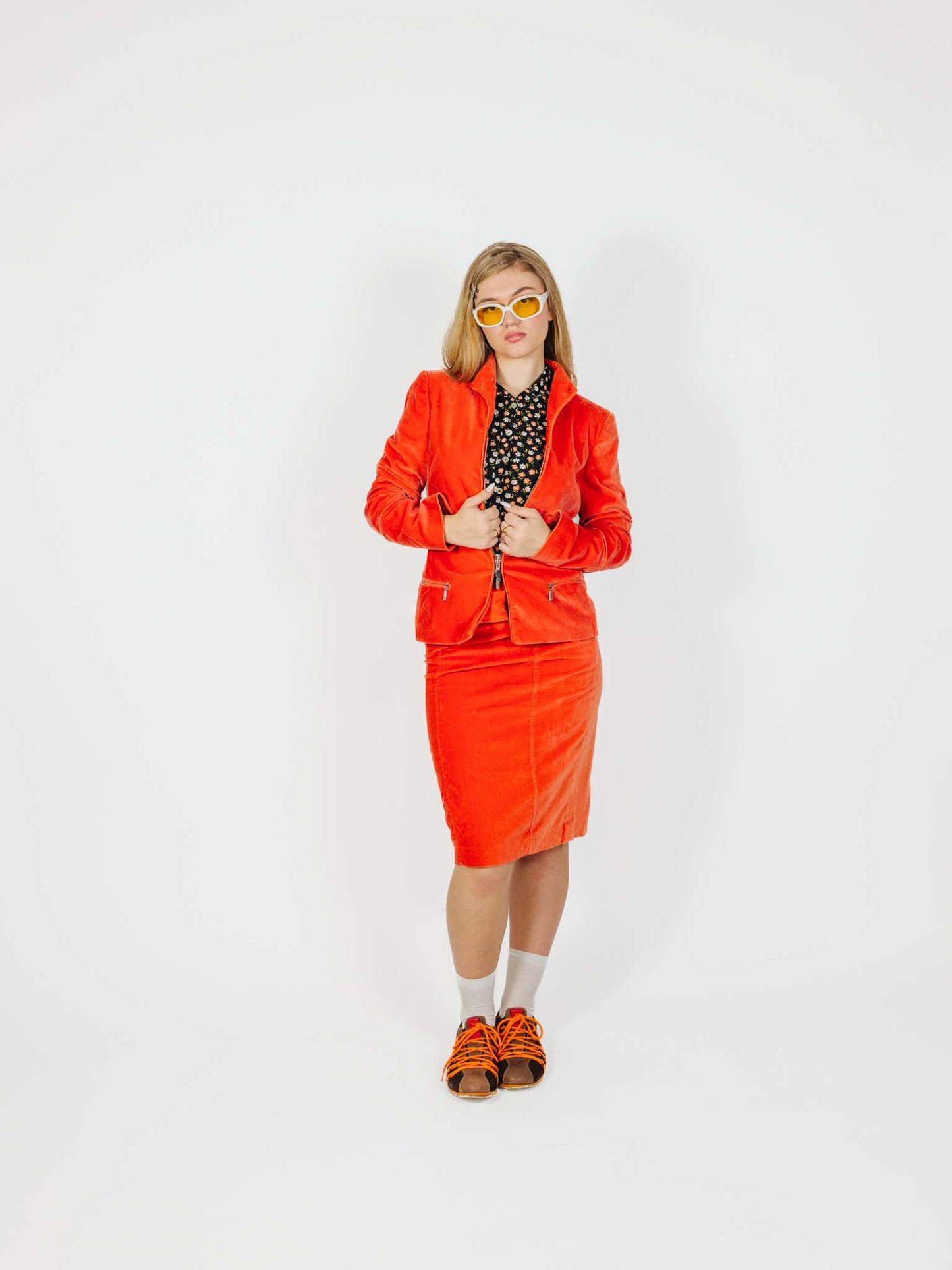 Vintage 90s Corporare Siren Velvet Midi Skirt (SET)