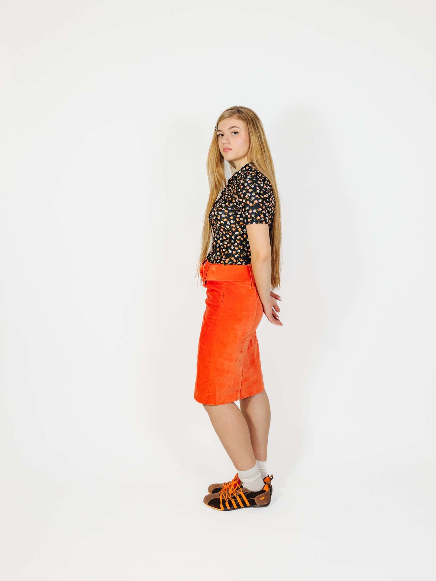 Vintage 90s Corporare Siren Velvet Midi Skirt (SET)