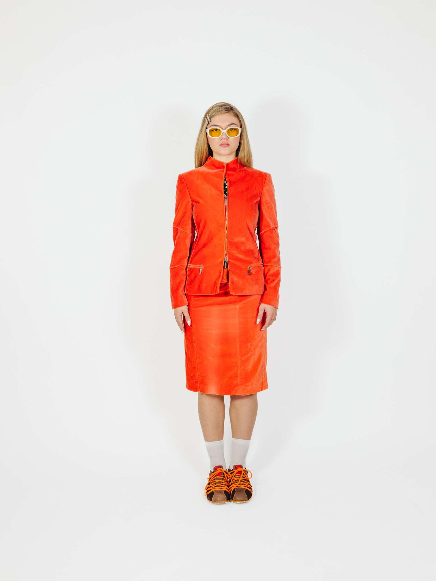 Vintage 90s Corporare Siren Velvet Midi Skirt (SET)