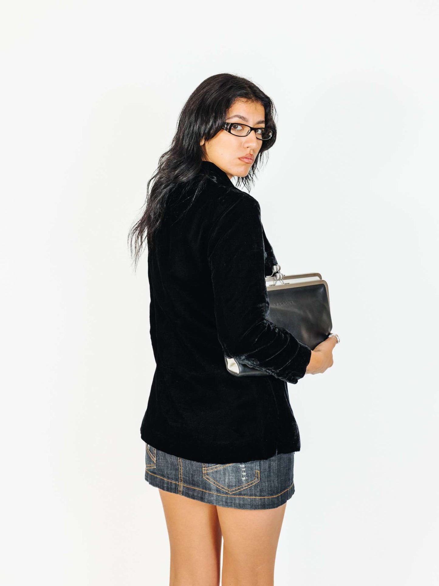 Vintage 90s Minimalism Oriental Velvet Blazer