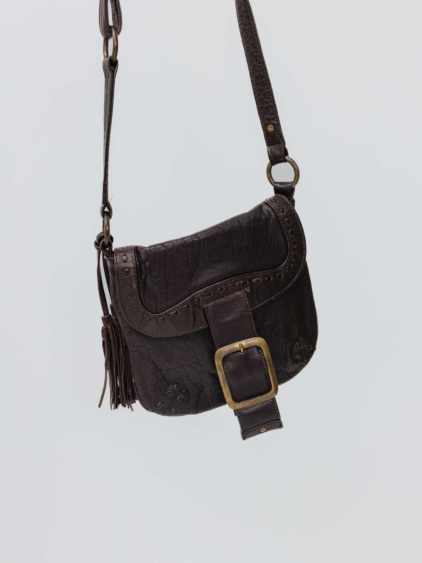 Vintage Y2K Cavalli Style Leather Crossed Bag