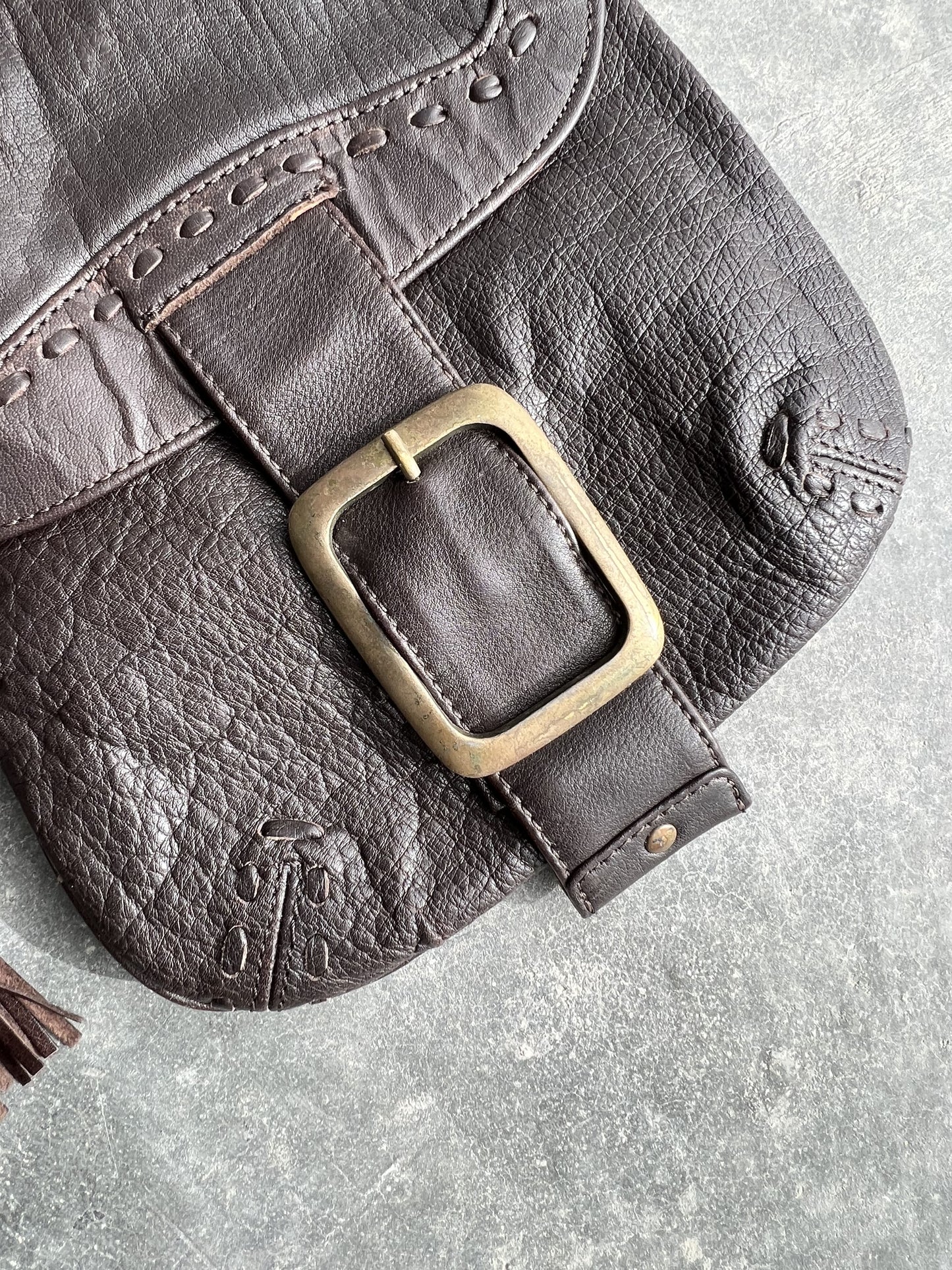 Vintage Y2K Cavalli Style Leather Crossbody Bag