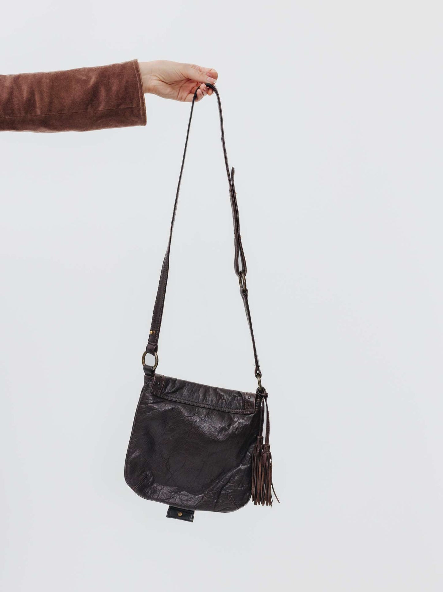 Vintage Y2K Cavalli Style Leather Crossed Bag