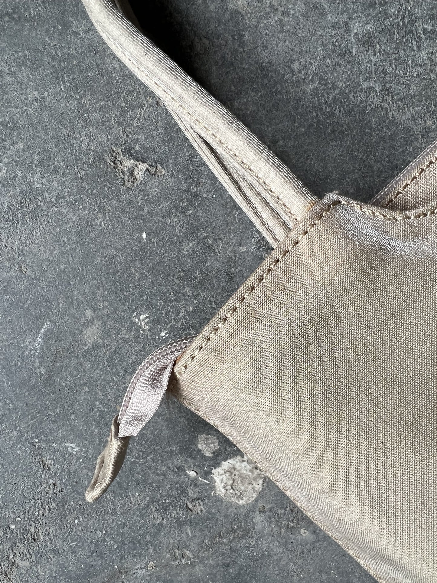 Vintage Late 90s Shimmery Hand Bag With Mother Of Pearls Beads