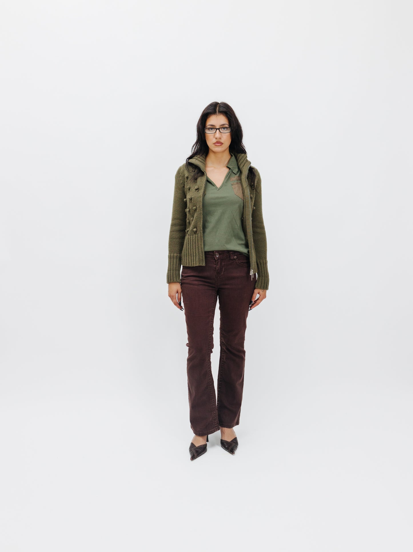 Vintage 00s Chunky Knit Gorpcore Zip Up Jacket