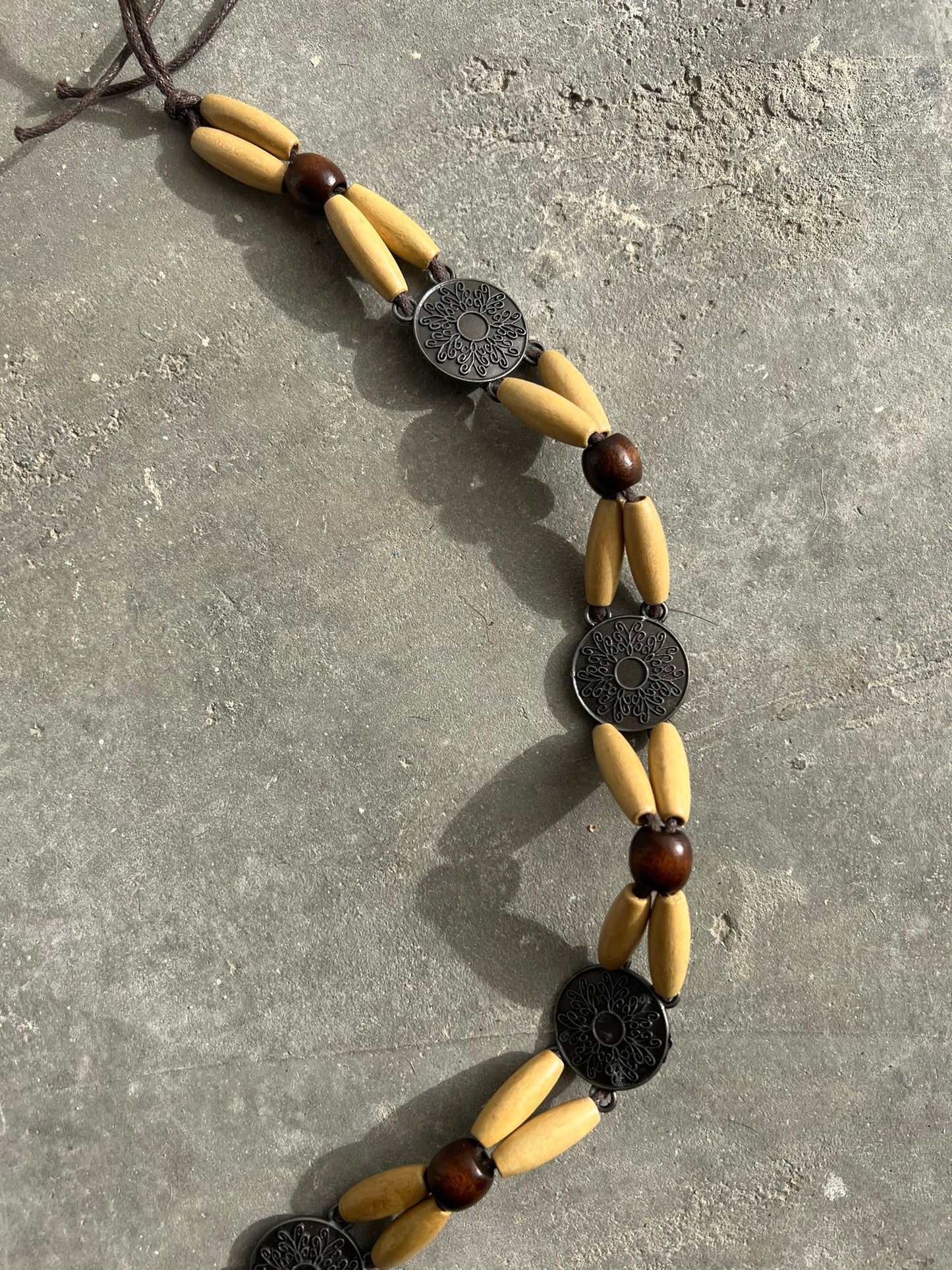 Vintage 00s Boho Wood and Coins Belt
