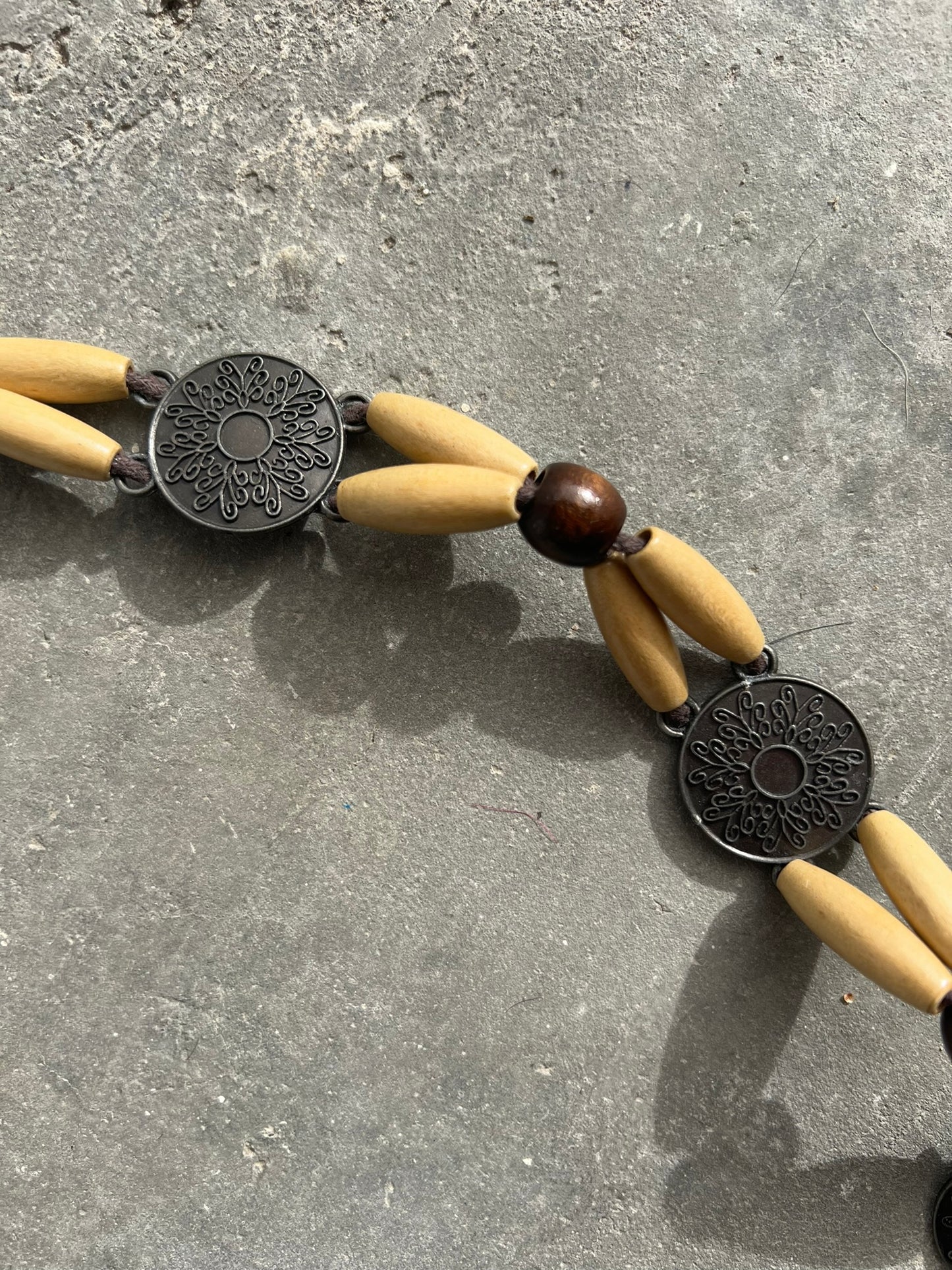 Vintage 00s Boho Wood and Coins Belt