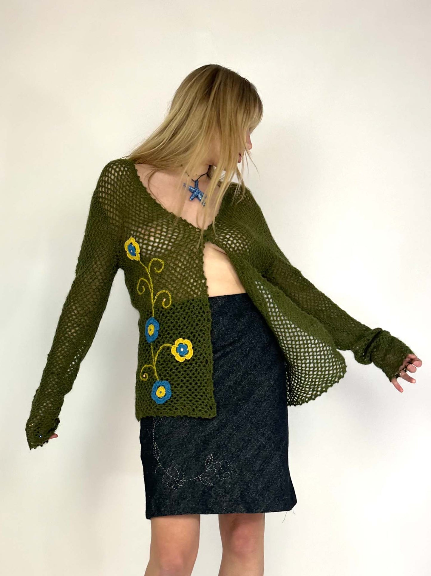 Chaqueta Vintage De Crochet Estilo Fairy Años 90