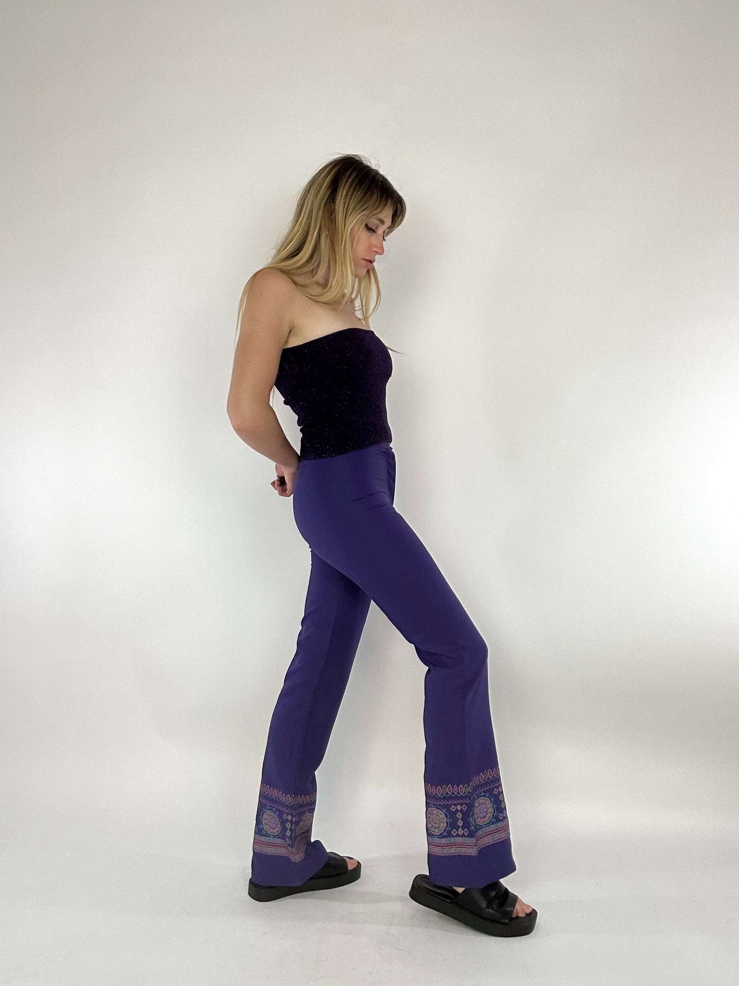 Vintage 90s Boho Pants With Ethnic Details
