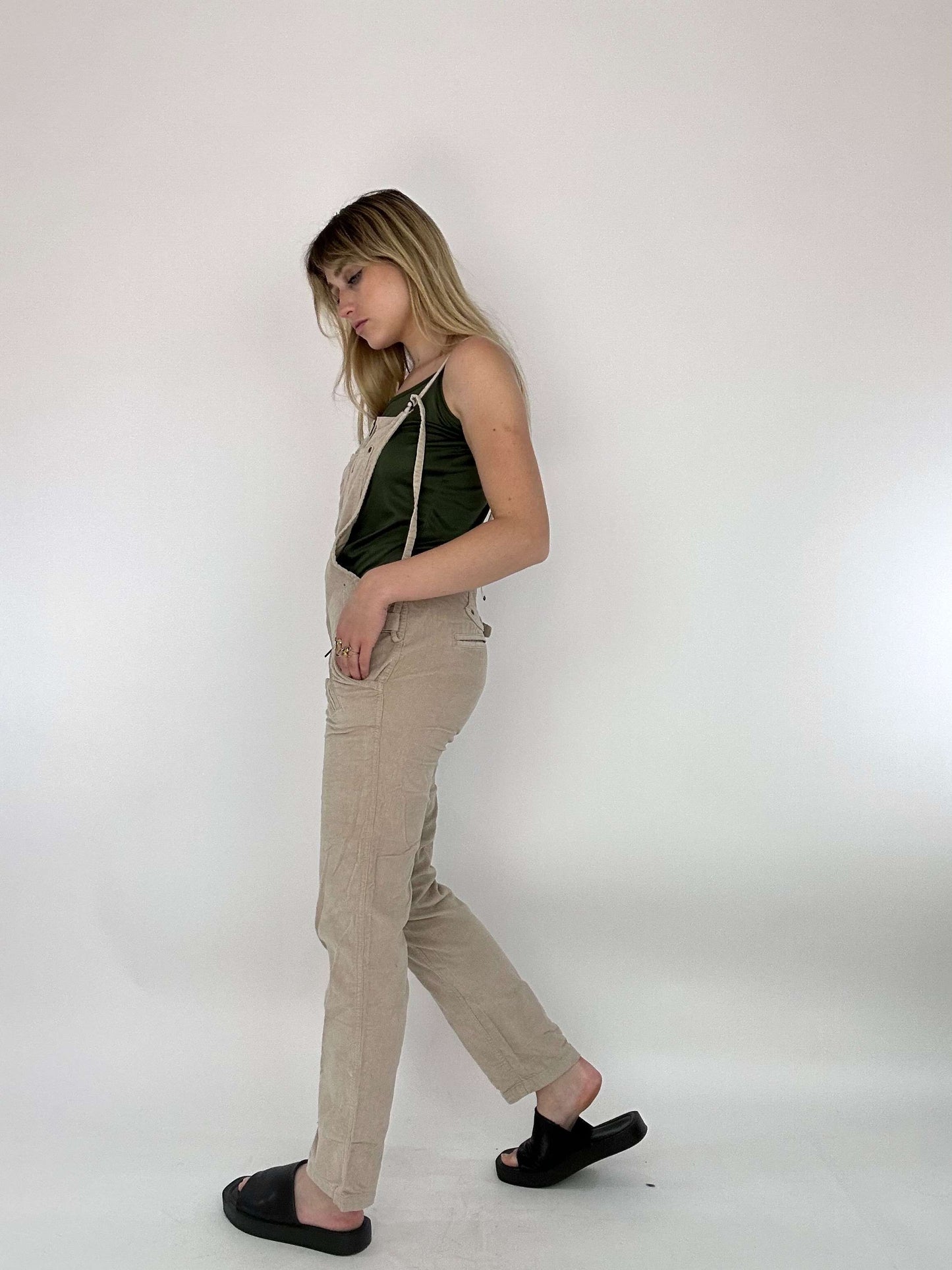 Vintage 00s ONLY Low Rise Corduroy Summer Dungarees
