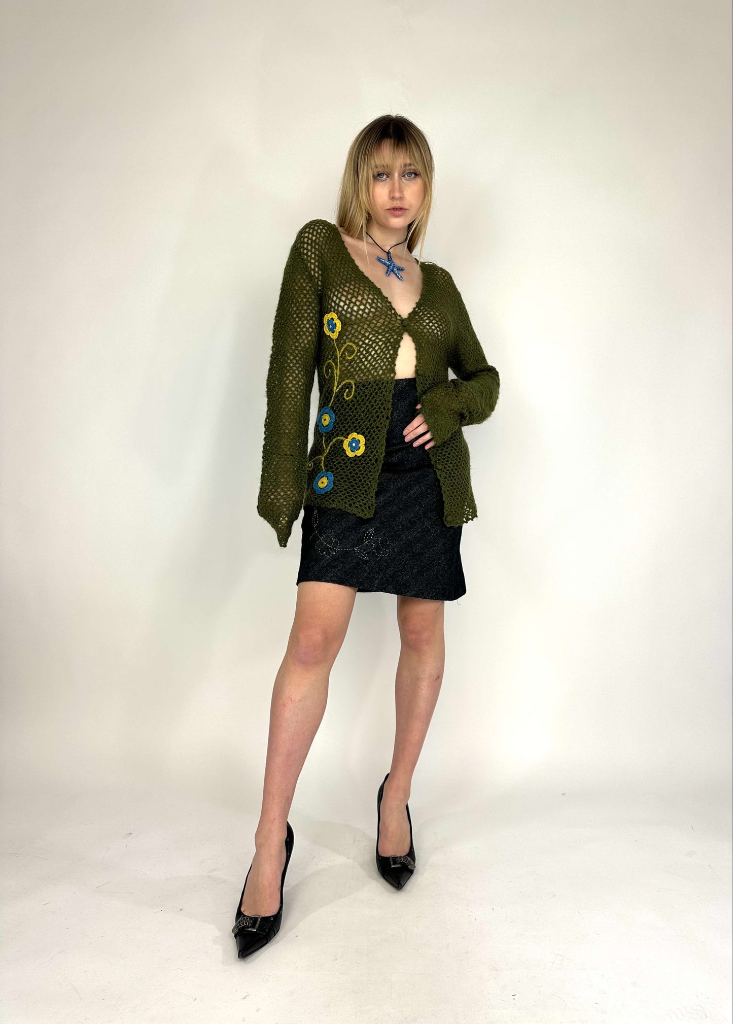 Chaqueta Vintage De Crochet Estilo Fairy Años 90