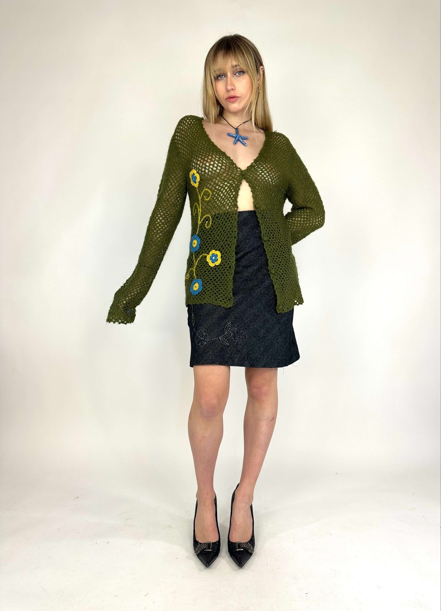 Vintage Fairy 90s Style Crochet Jacket