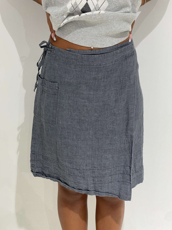 Vintage Late 90s Corporate Siren Linen Crossed Skirt