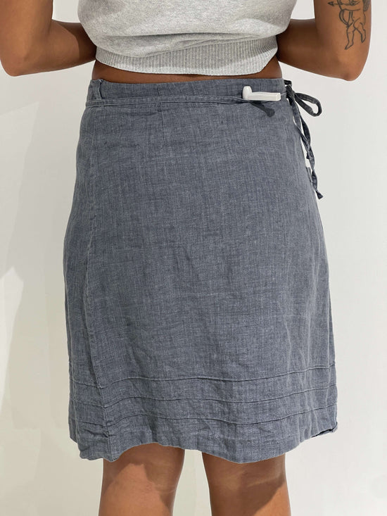 Vintage Late 90s Corporate Siren Linen Crossed Skirt