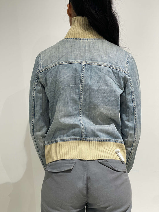 Vintage 00s Light Denim Zip Up Knited Jacket