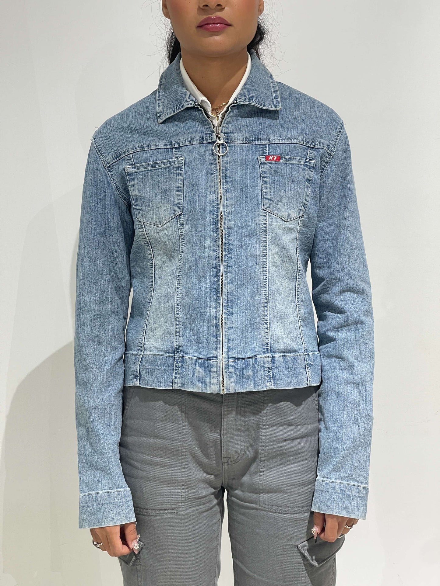 Vintage Y2K Light Denim Zip Up Jacket