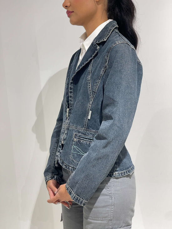 Vintage 00s Grunge Dark Denim Blazer