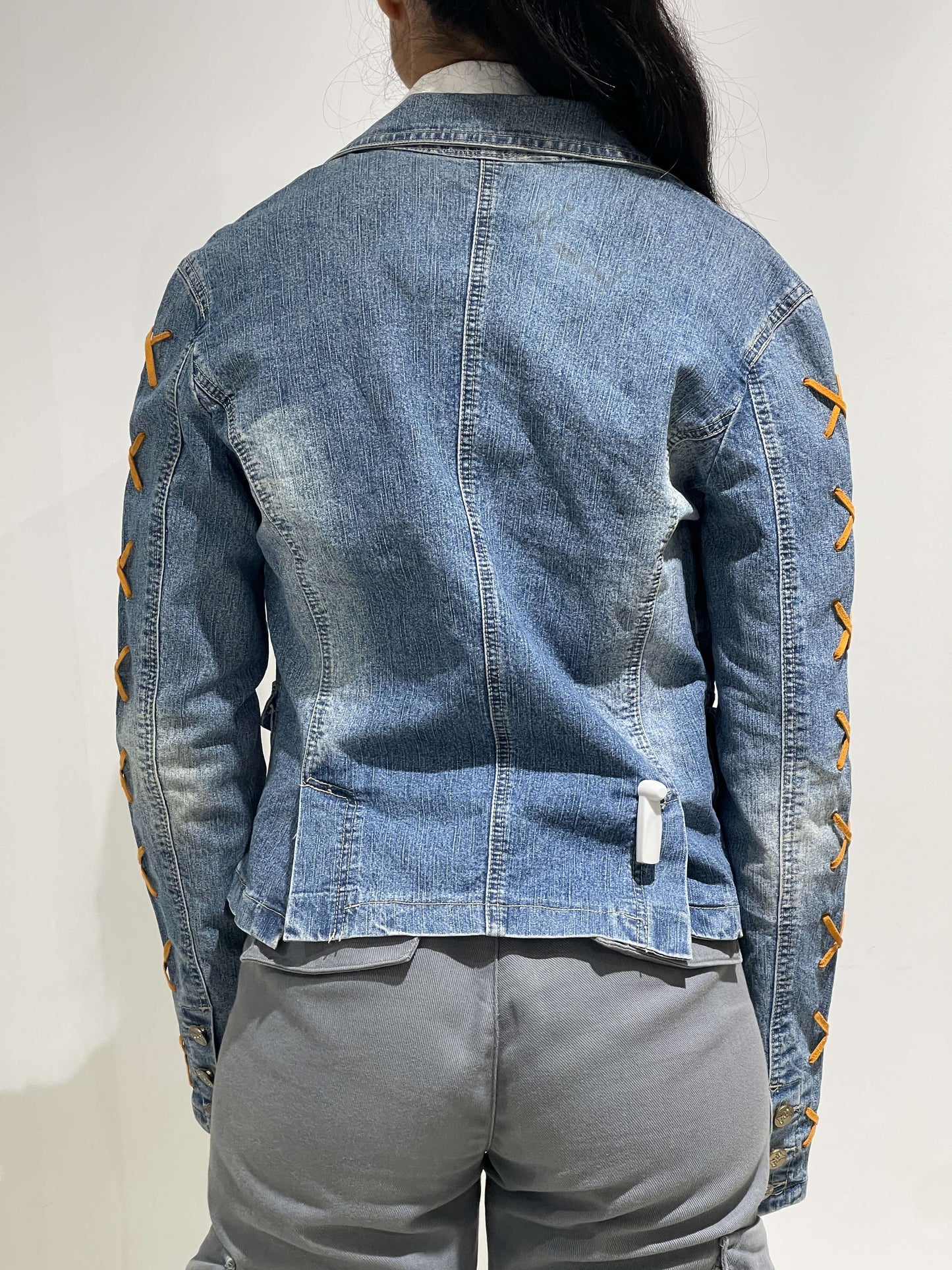 Vintage 00s Boho Braided Denim Blazer