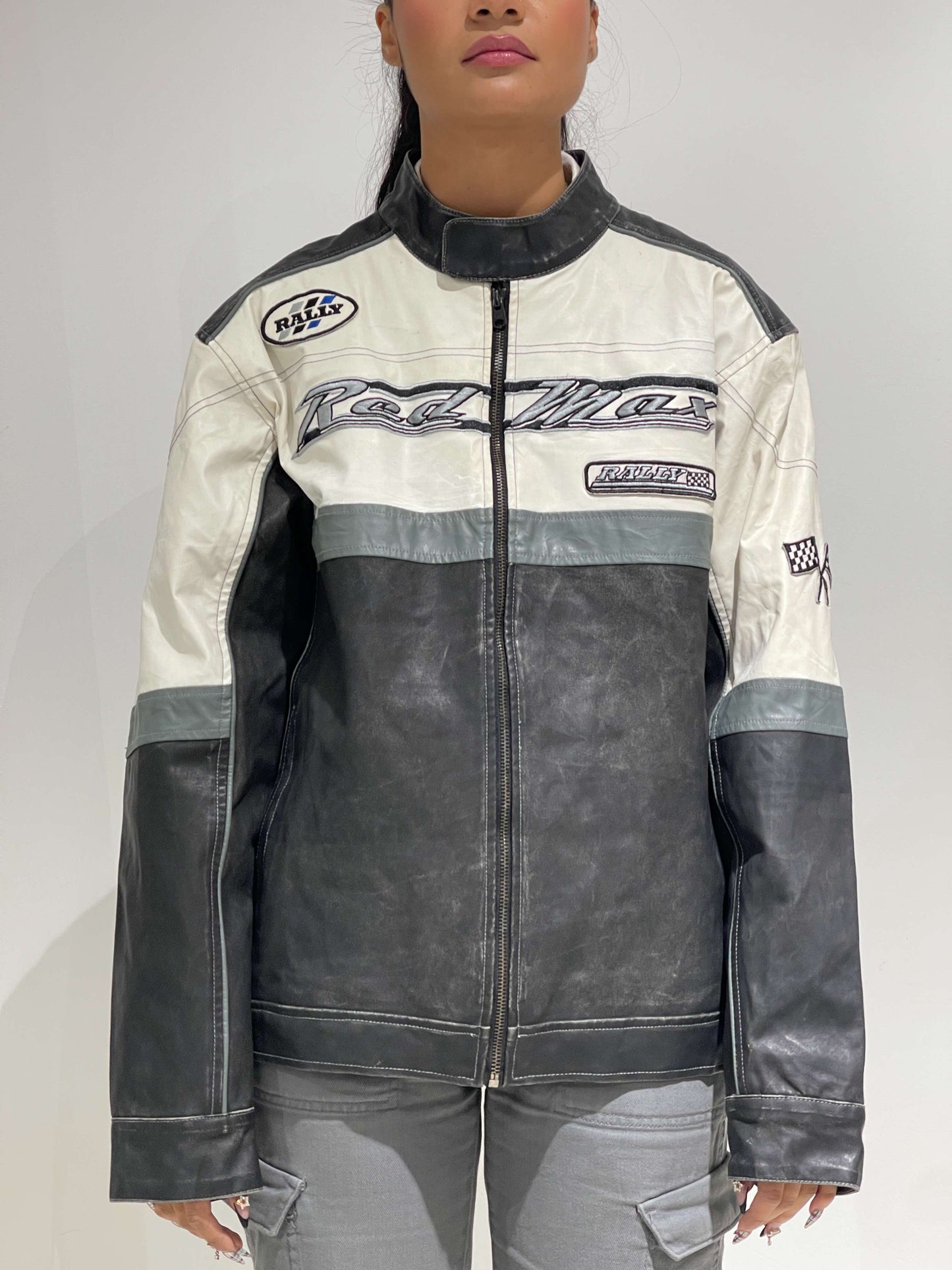 Vintage 00s Race Motorbike Leather Jacket