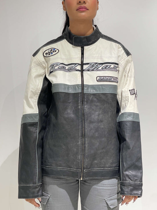 Vintage 00s Race Motorbike Leather Jacket