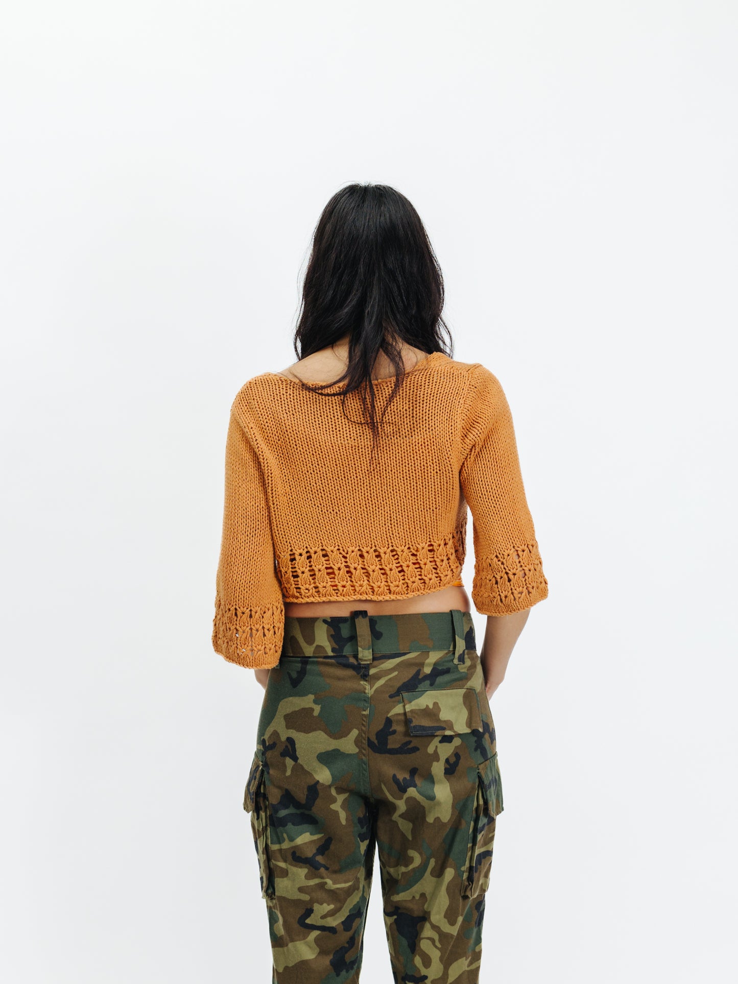 Vintage 00s Boho Style Knitted Cropped Jacket