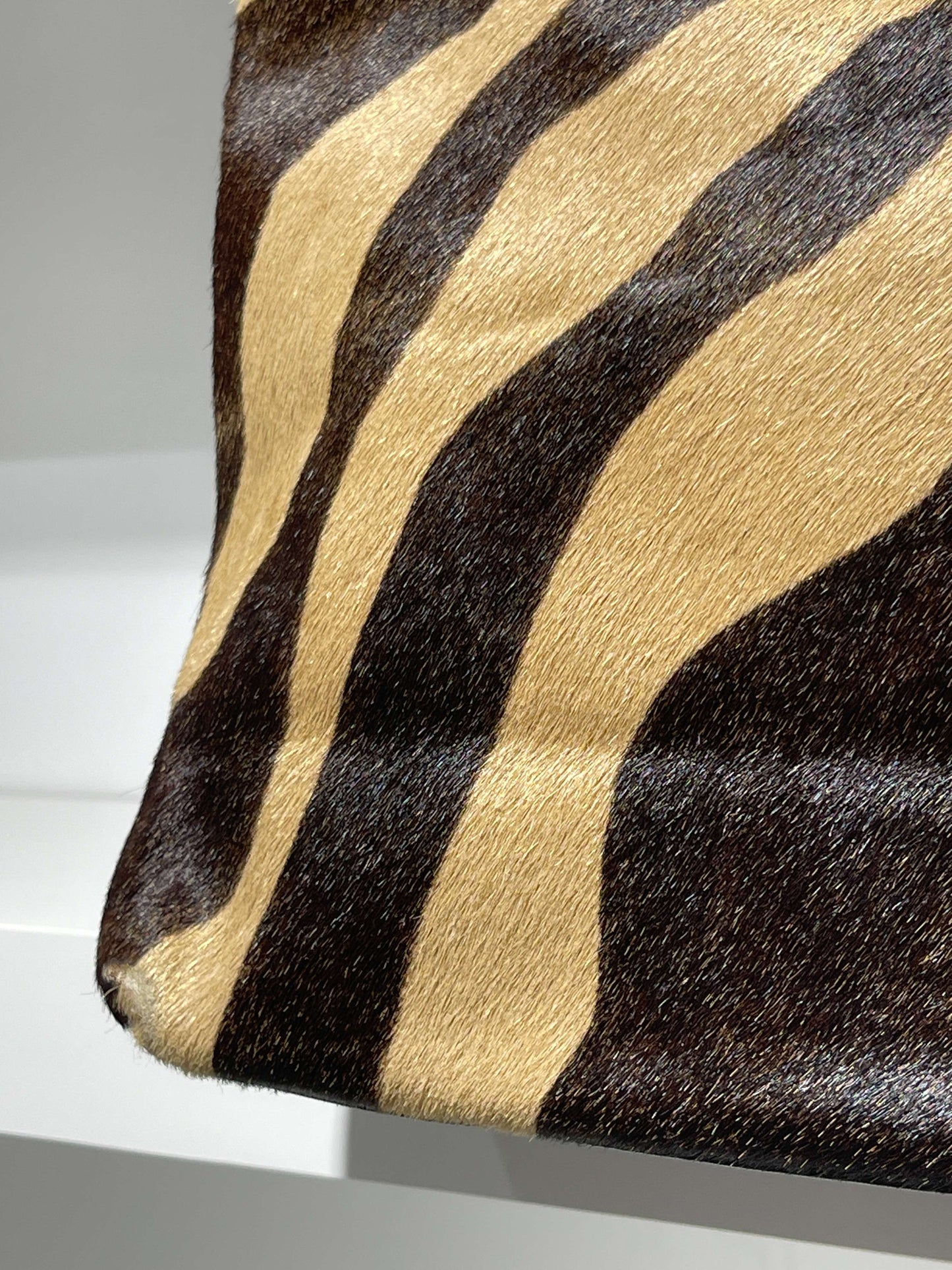 Vintage Late 90s Zebra Fur Leather Bag