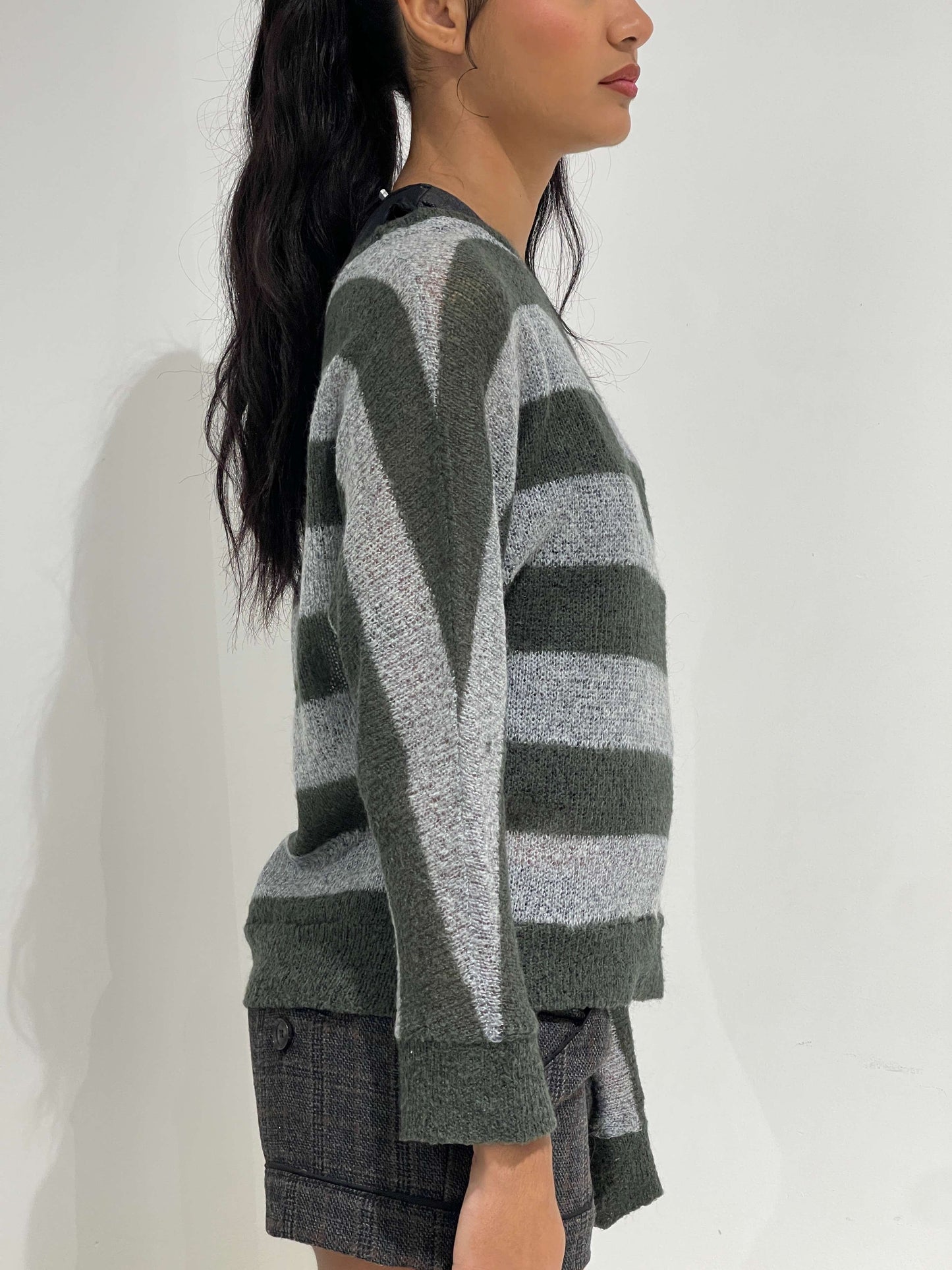 Vintage 00s Grunge Open Knit Striped Jumper