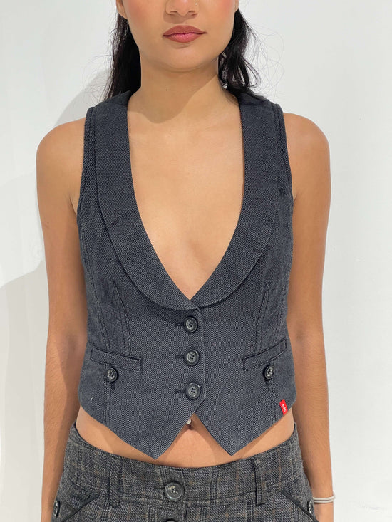 Vintage 00s Kate Moss Style Buttoned Vest