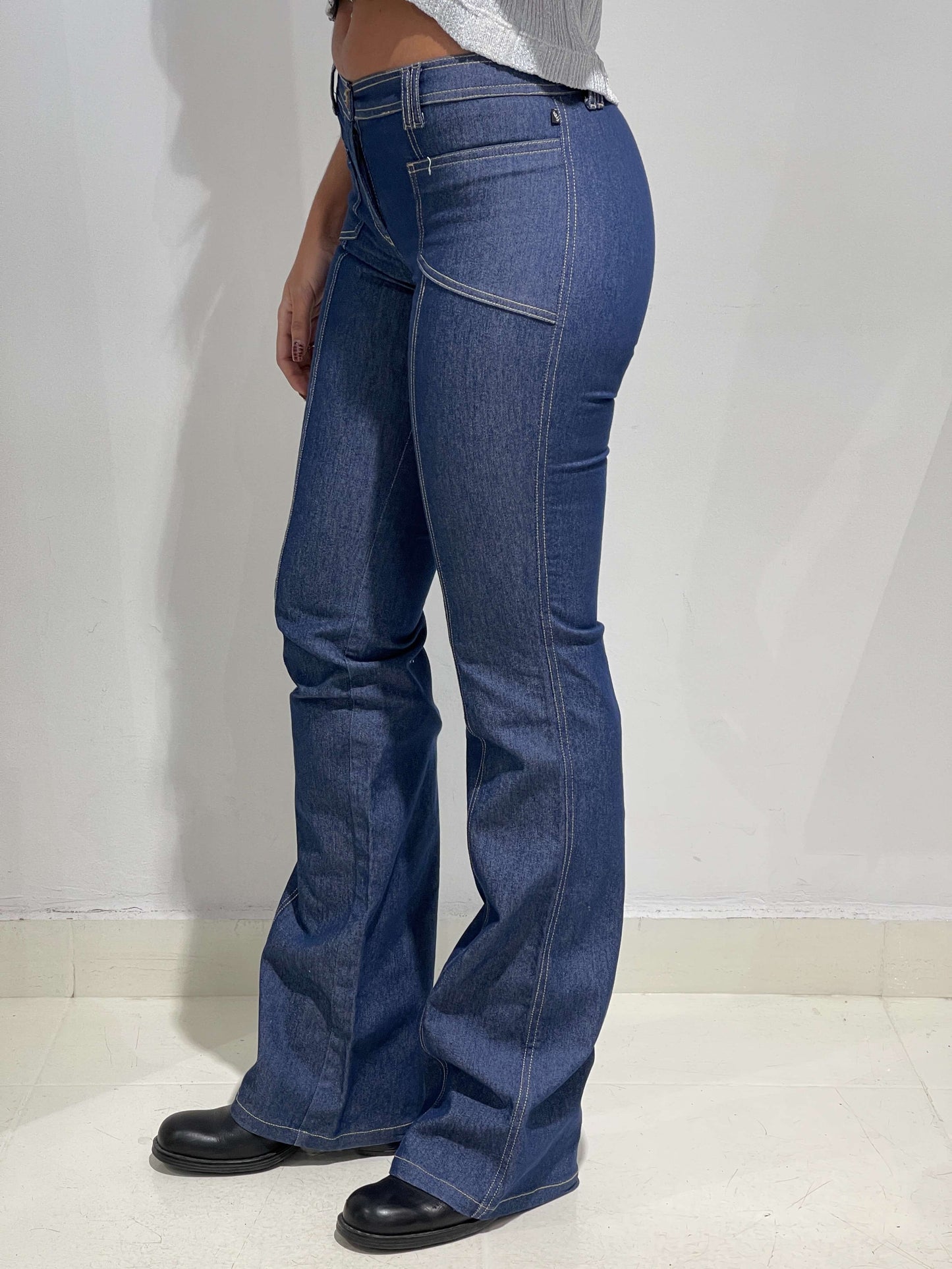 Vintage 00s Boho Style Jeans With Visible Seams