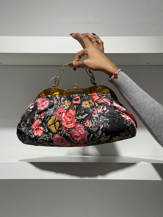 Vintage 90s Medieval Core Floral Hand Bag