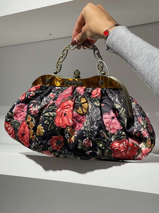 Vintage 90s Medieval Core Floral Hand Bag